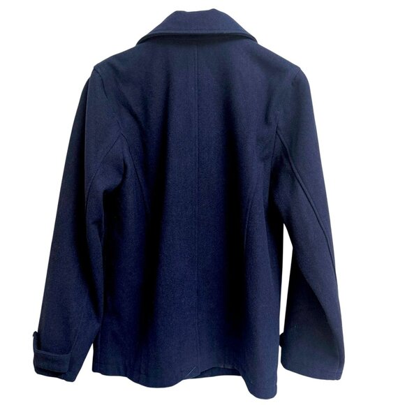 JANIE AND JACK Boys Navy Blue Peacoat 14/16 Double Breasted Wool Blend Jacket - Picture 3 of 8